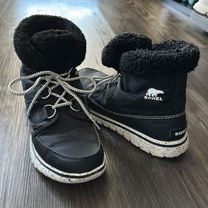 Black & White Sorel Sherpa Waterproof Boots